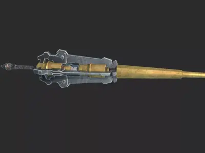 Future sci-fi electric shock long spear 3D model