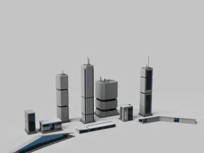 Sci-Fi Buildings Set 3D model