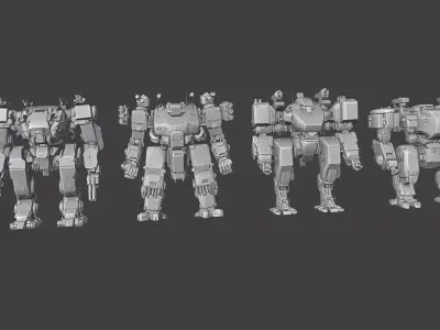 Cyberpunk Combat Mechs LowPoly Low-poly 3D model