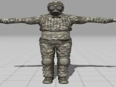  soldier in a gas mask Low-poly 3D model