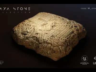 Mayan Stone 01 PBR 4K Low-poly 3D model