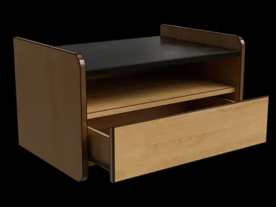 Floating With Open And Closed Storage Nightstand Low-poly 3D model