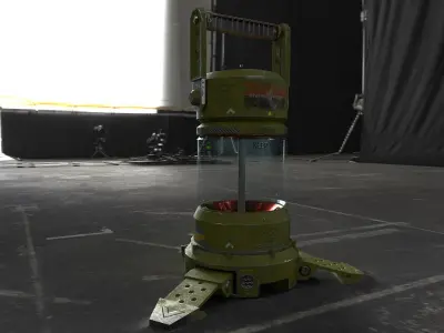 Bacon fire extinguisher in middle of stage 3D model