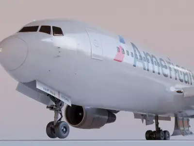  Boeing 767-200ER American Airlines Rigged 3D model