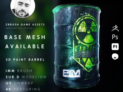 Rusty Metal Barrel PTM - Amir Rezaeyan Free 3D model