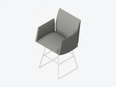 Chair - Contemporary - Armrests - Wire - Legs - Type 1 Low-poly 3D model