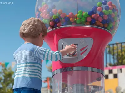 Quarter-Operated Gumball Machine with Transparent Body 3D model