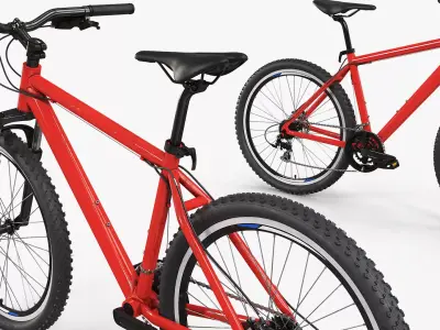 Sport Hardtail Mountain Bicycle Red Black 3D model