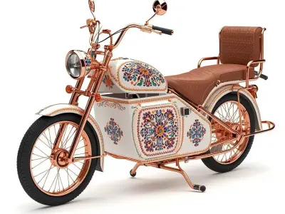 Luxury Jeweled Mexican Talavera Cruiser Motorcycle Low-poly 3D model purchase