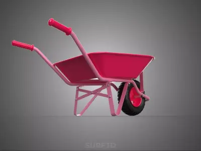PINK WAGON TOY WHEELBARROW CART LITTLE KID CHILDREN GARDEN TOYS 3D model