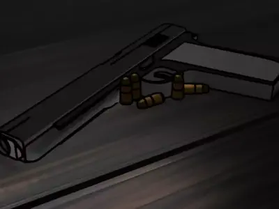 1911 Pistol With Line art 3D model