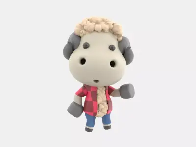 Cute Sheep 3D Illustration 3D model 2