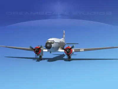 Douglas C-47 Dakota USAF V08 3D model