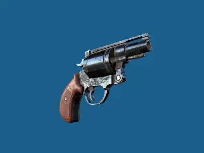 Small revolver Low-poly 3D model