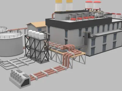 Powerplant power plant Low-poly 3D model