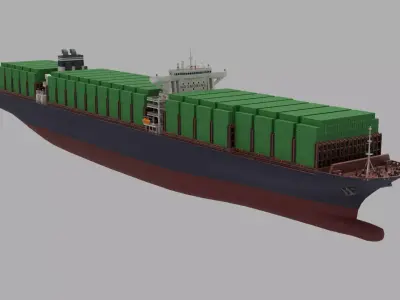 Highpoly 400m Largest Container Ship 3D model