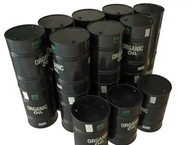 Black Painted Oil Barrel Low-poly 3D model