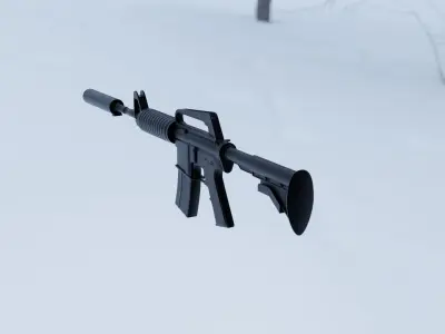 M4A1 - S ar rifle in snow 3D model