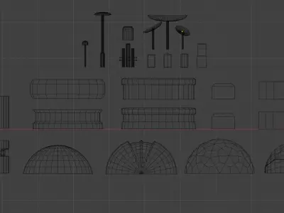 Low Poly Sci-Fi Modular Buildings Pack Low-poly 3D model