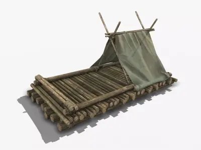 Wooden Raft 1 Low-poly 3D model