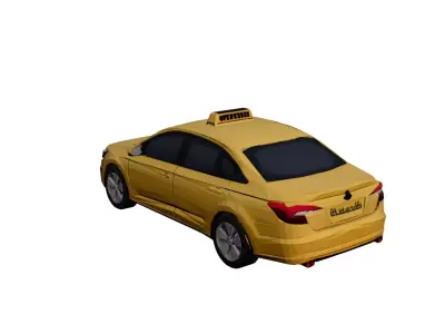 Low Poly Generic Taxi Car Vehicle Model PBR Texture Low-poly 3D model