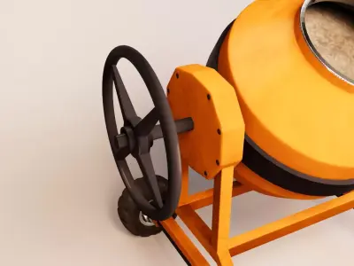 Portable Cement Mixer Low-poly 3D model