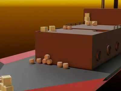 LOWPOLY CARGOSHIP Free 3D model