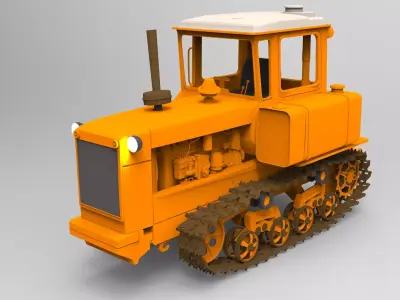 DT-75 orange bulldozer 3D print model
