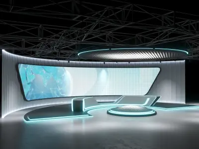 TV studio 2 Low-poly 3D model