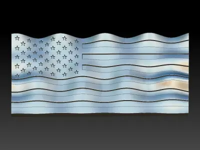 USA United States Flag Eagle 3D STL Model for CNC Router 3D model