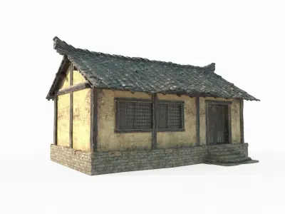 Asian ancient yellow brick houses 3D model