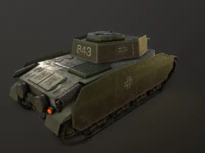 Turan I tank - PBR reworked Low-poly 3D model
