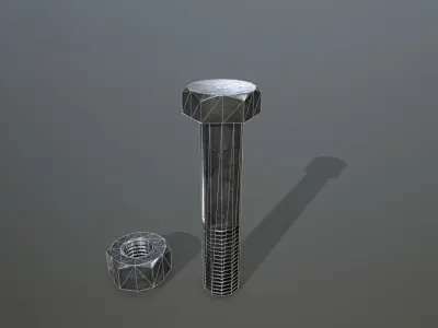 Bolts bolt and nut Low-poly 3D model 18