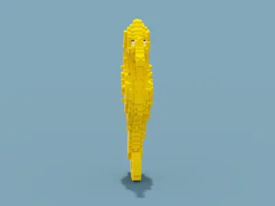 Voxel Seahorse Low-poly 3D model
