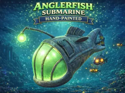 Anglerfish Submarine Hand-Painted Low-poly 3D model