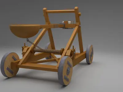 Catapult in Medieval War Equipments Low-poly 3D model