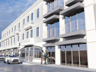 43x5m Multifamily 3 Storey Commercial Building SketchUp Only 3D model