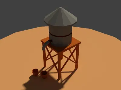 Low Poly Farm Well Low-poly 3D model