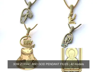 3DM 42 ZODIAC AND GOD PENDANT FILES 3D Model Pack