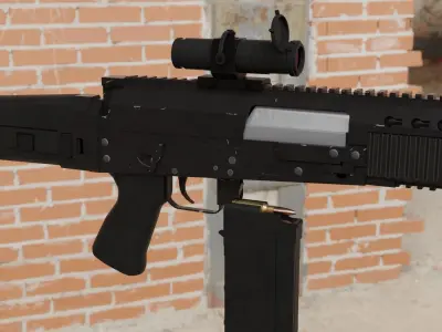 Modern military assault rifle with optic Low-poly 3D model