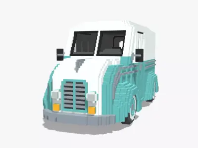 Voxel DivCo Milk Truck Low-poly 3D model
