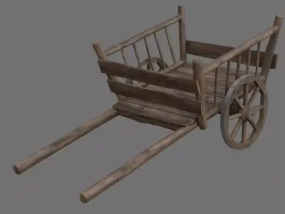 Wooden Cart 1A Low-poly 3D model
