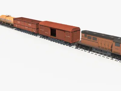 Cargo Train Pack Low-poly 3D model