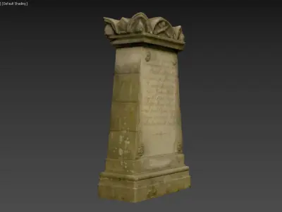 Scanned photorealistic old grave stone with inscriptions  Low-poly 3D model