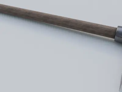 Pickaxe metal hammer with wooden handle 3D model