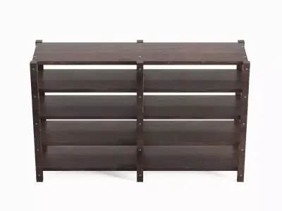 Long Pottery Shelf Set Low-poly 3D model