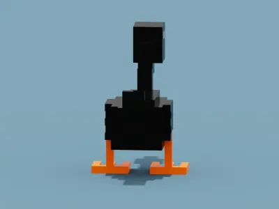 Voxel Black Goose Low-poly 3D model