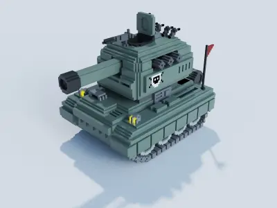 Little Green Tank -VoxelArt 3D model