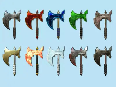 10 Medieval Battle Axe Collection - Fantasy Weaponry 3D Model Pack
