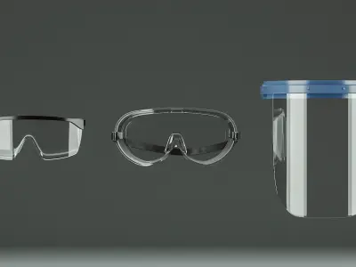 Safety glasses set 3D model Low-poly 3D model